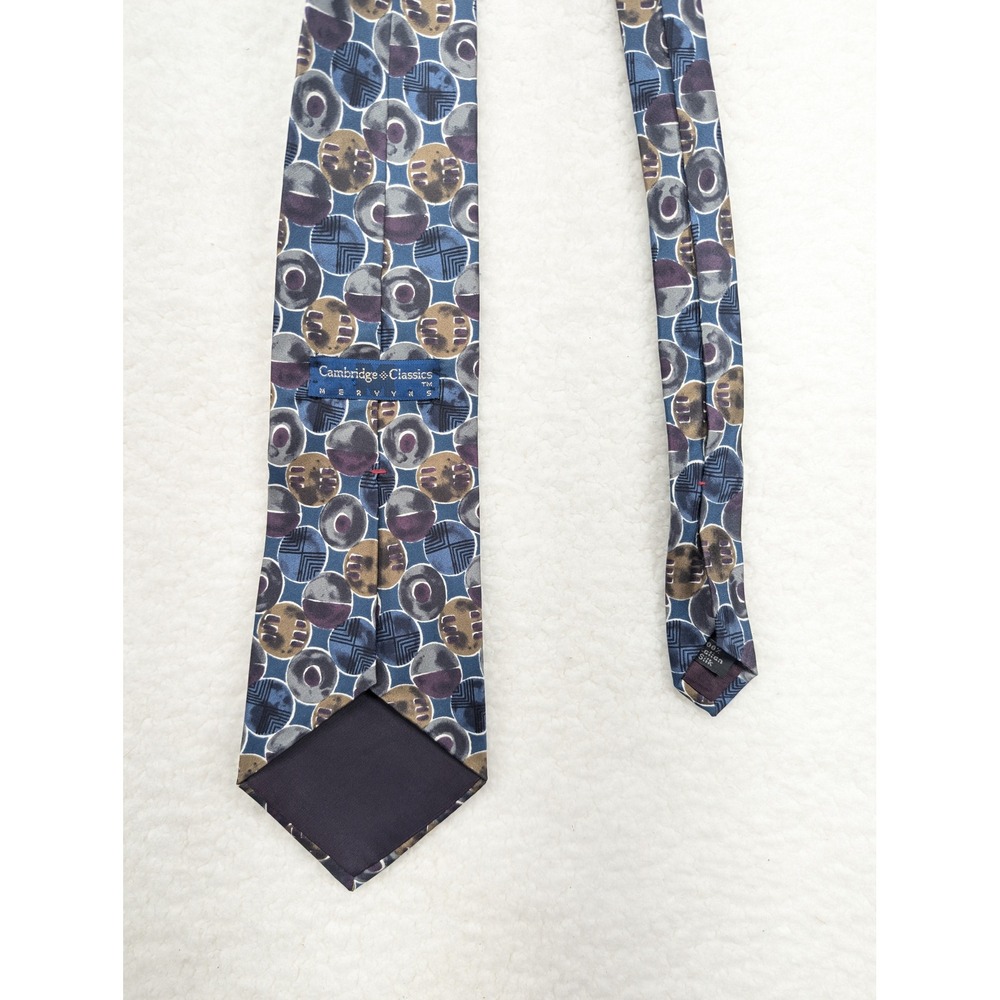 Cambridge Classics Necktie Blue Circle Pattern Silk Blend Men's Tie‎
